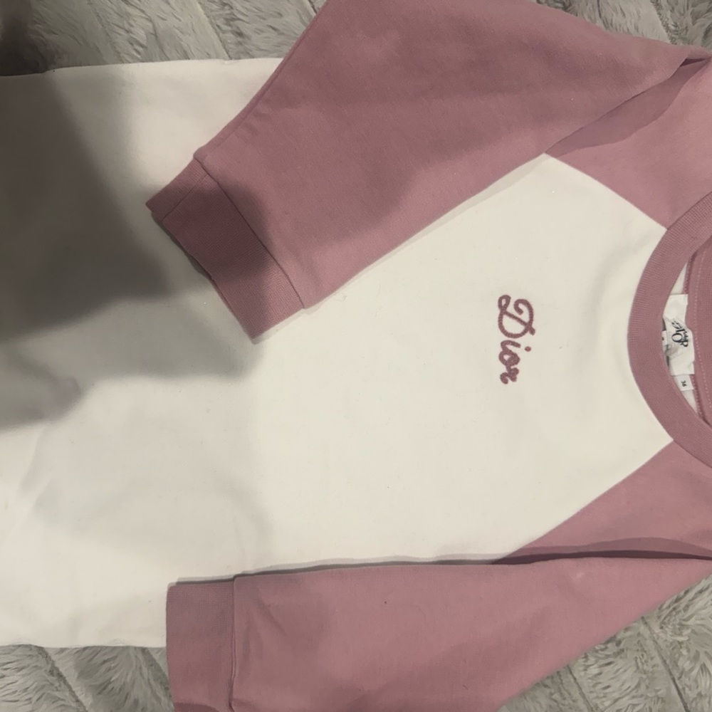 Dior Kids Pink and White Raglan Shirt